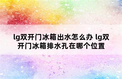 lg双开门冰箱出水怎么办 lg双开门冰箱排水孔在哪个位置